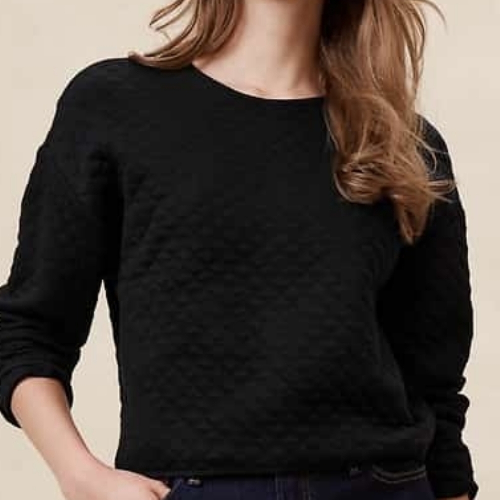 NWT - Banana Republic Black Quilted Crew Neck Sweatshirt - Size L